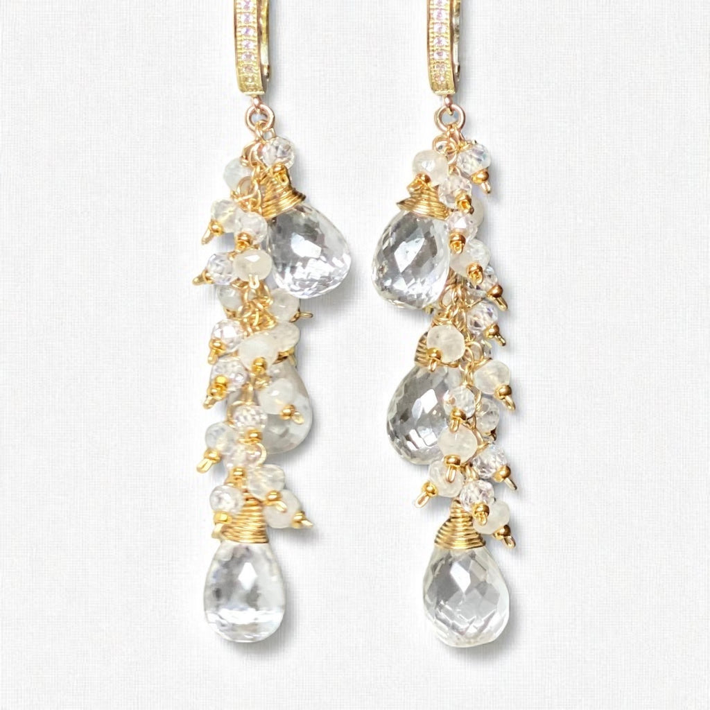 Crystal Quartz Bridal Wedding Earrings 14 kt Gold Fill