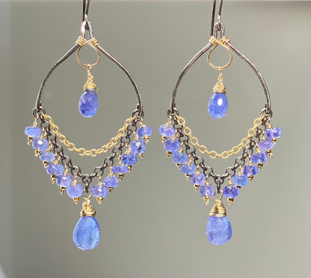 Tanzanite Mixed Metal Chandelier Earrings