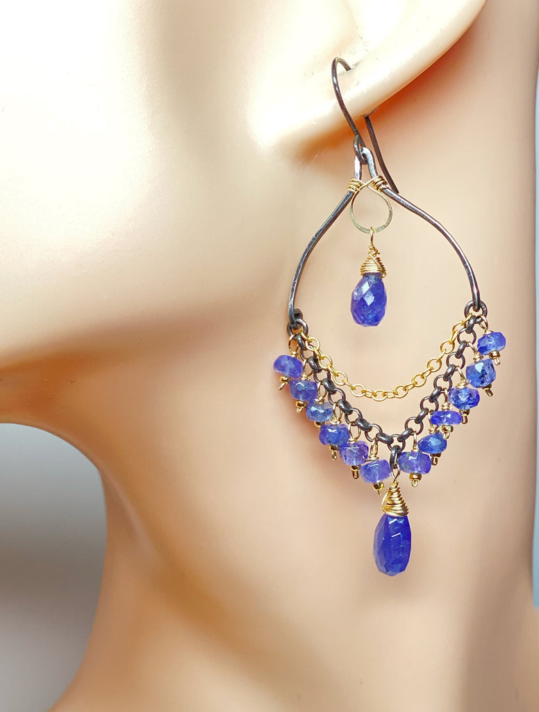 Tanzanite Mixed Metal Chandelier Earrings