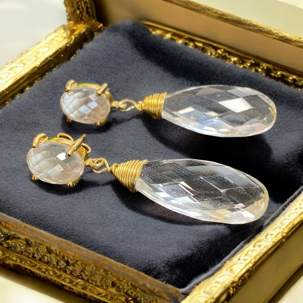 Clear Crystal Quartz Drop Earrings