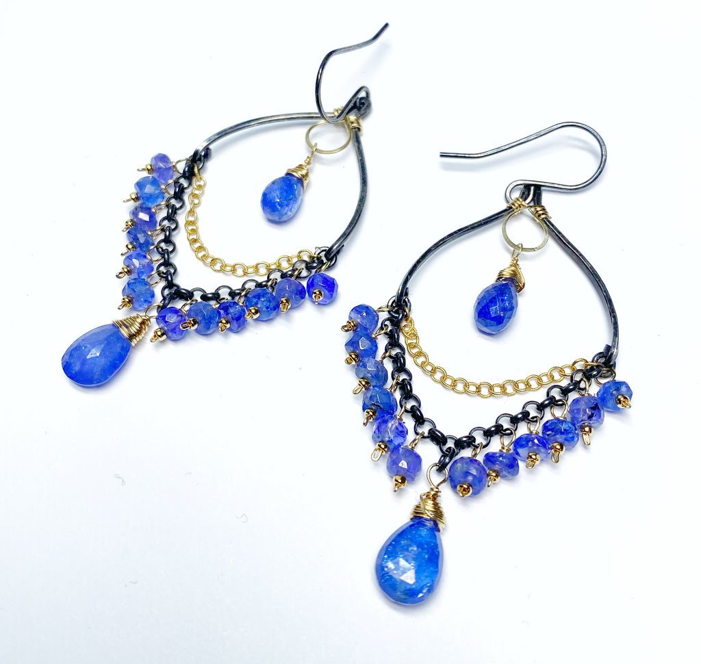 Tanzanite Mixed Metal Chandelier Earrings