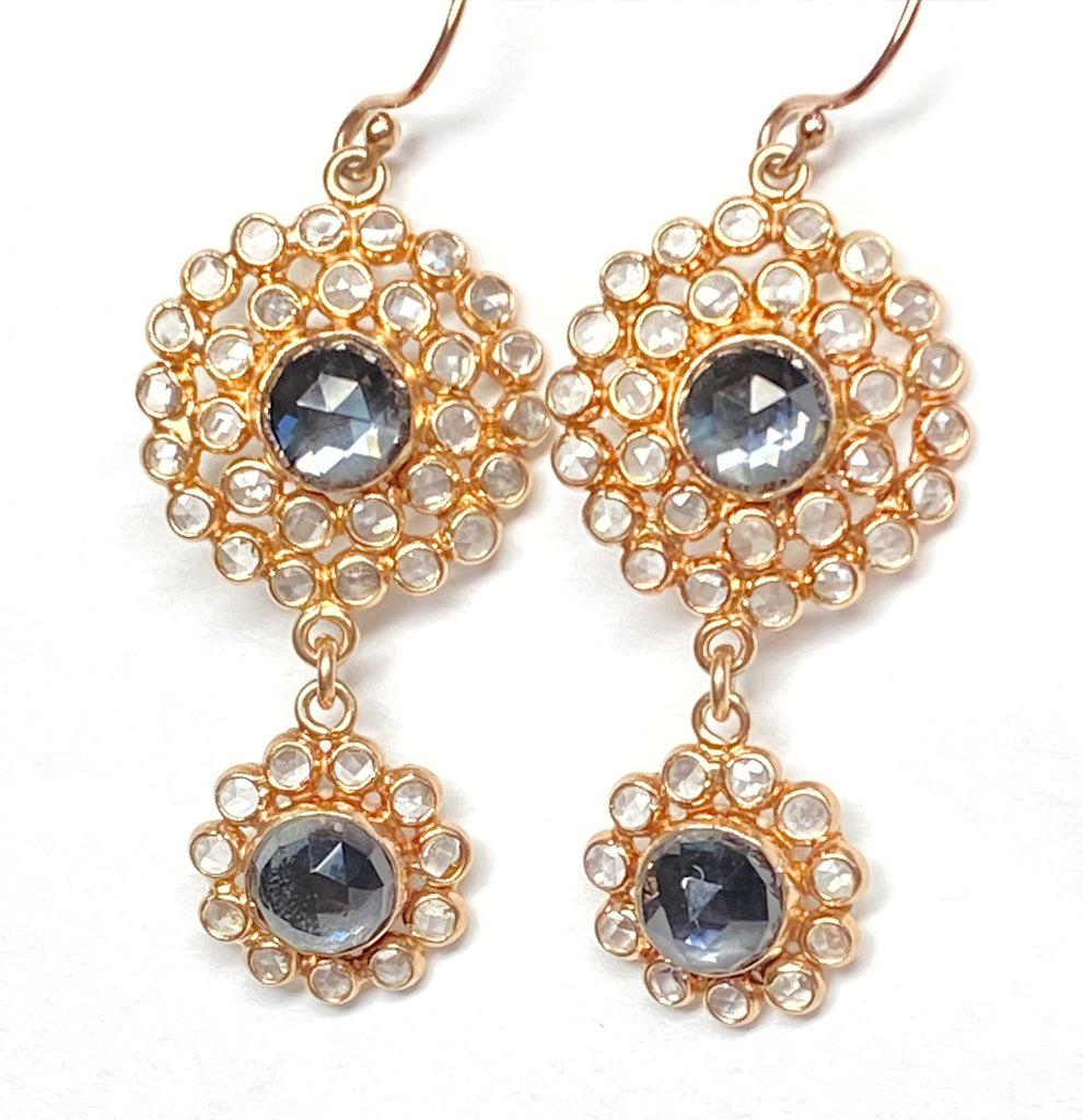 Diamond Slice Look White Topaz Earrings Rose Gold - Doolittle