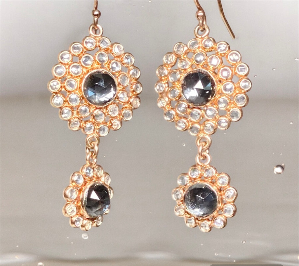 Diamond Slice Look White Topaz Earrings Rose Gold - Doolittle