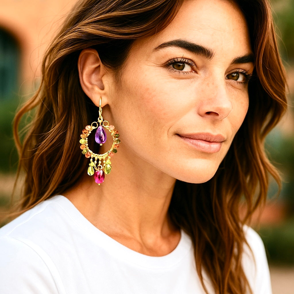 Gold Fill Chandelier Earrings: Tourmaline, Peridot, Amethyst, Rubellite 2