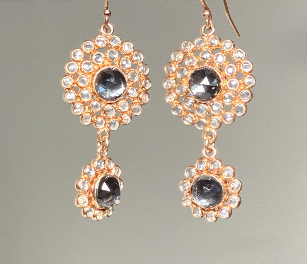 Diamond Slice Look White Topaz Earrings Rose Gold - Doolittle