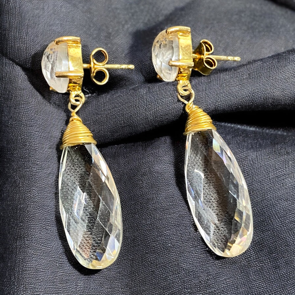 Clear Crystal Quartz Drop Earrings