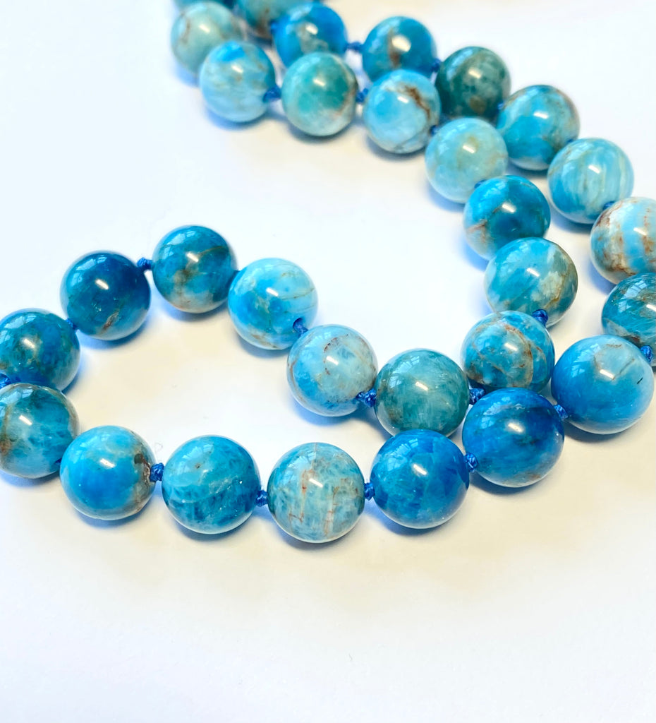 Apatite Gemstone Silk Knot Necklace Gold Fill