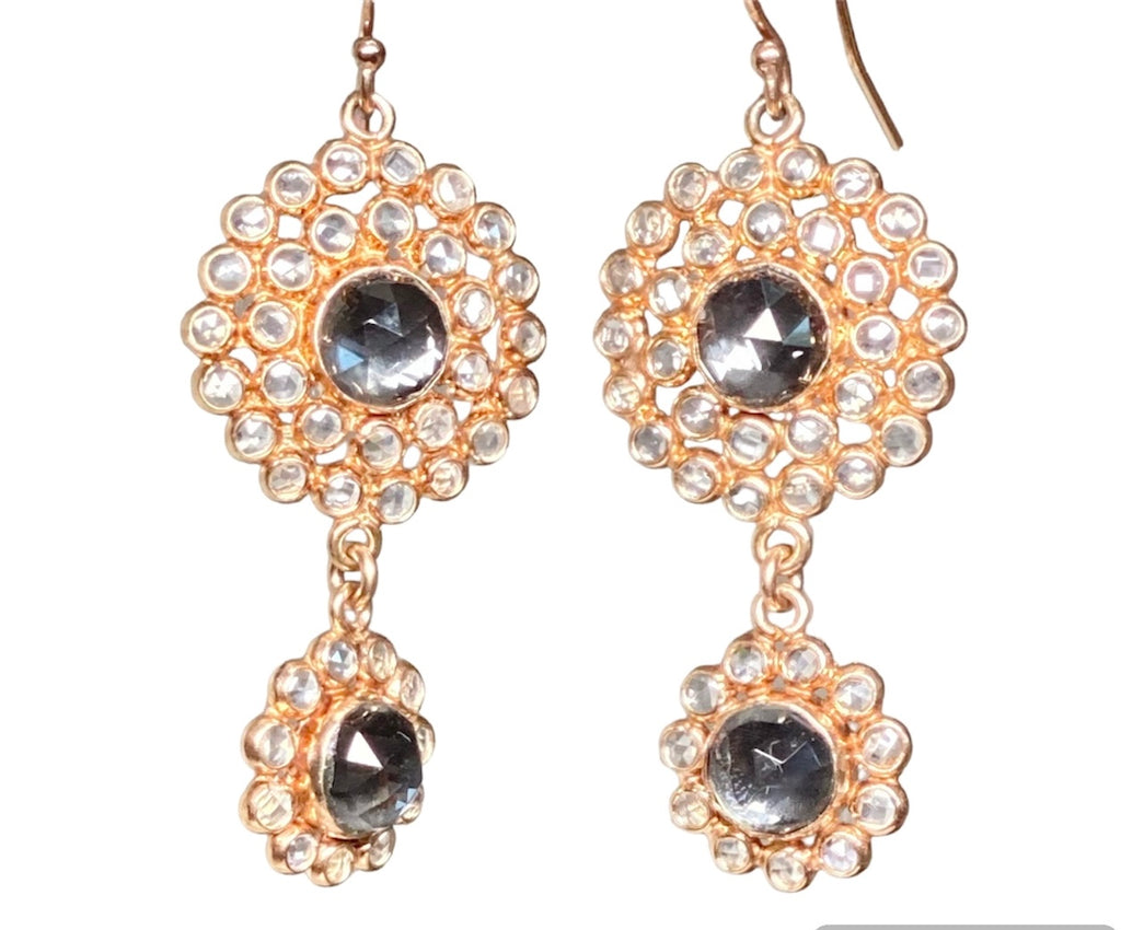 Diamond Slice Look White Topaz Earrings Rose Gold - Doolittle