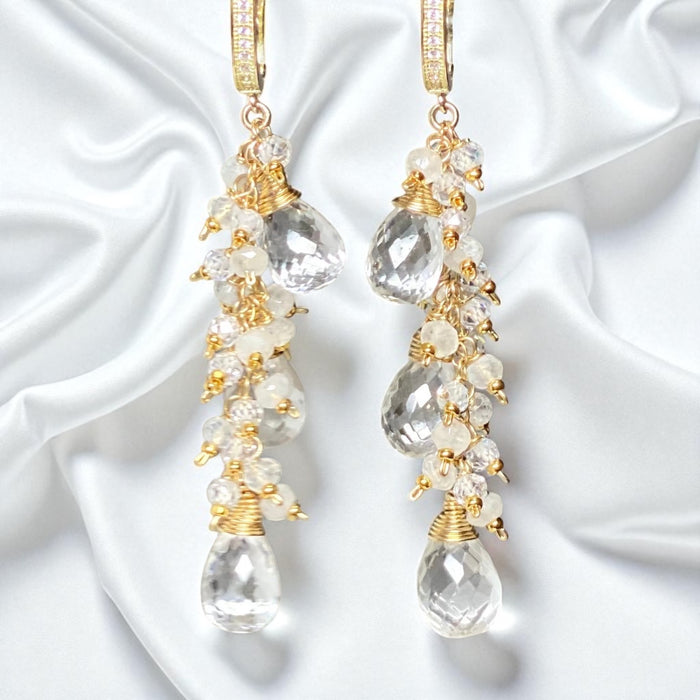Crystal Quartz Bridal Wedding Earrings 14 kt Gold Fill