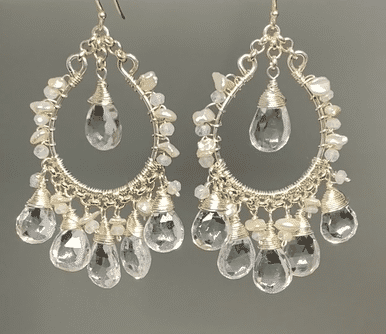 Crystal Quartz Hoop Chandelier Earrings Sterling Silver