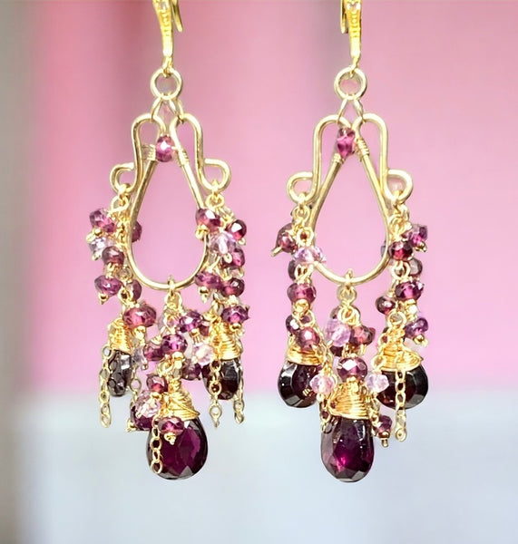 Online Gold-filled Pyrite Chandelier Earrings Handmade by Bonet Jewelry