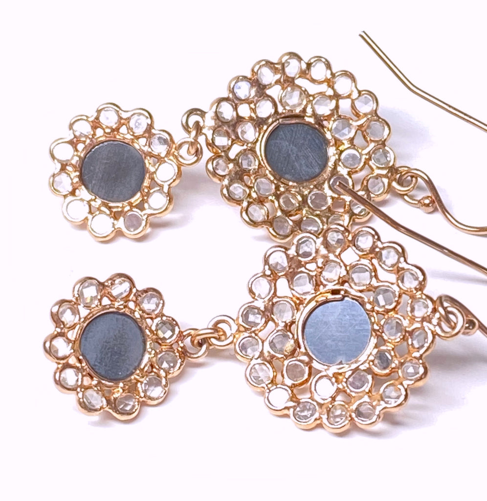 Diamond Slice Look White Topaz Earrings Rose Gold - Doolittle