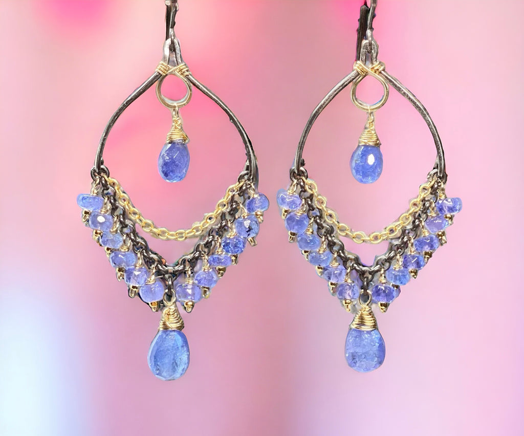 Tanzanite Mixed Metal Chandelier Earrings