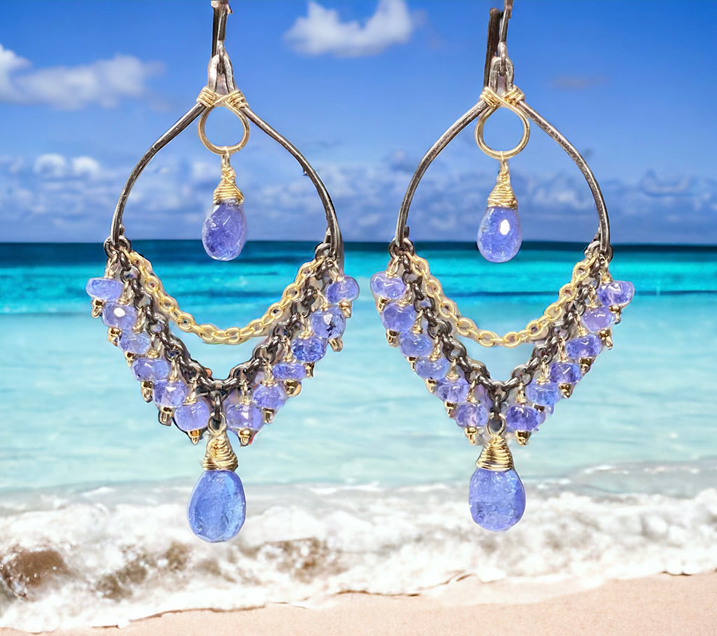 Tanzanite Mixed Metal Chandelier Earrings