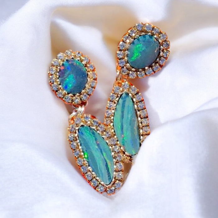 Boulder Opal and Diamond Pave Look Post Earring - Doolittle