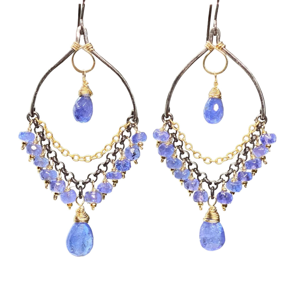 Tanzanite Mixed Metal Chandelier Earrings