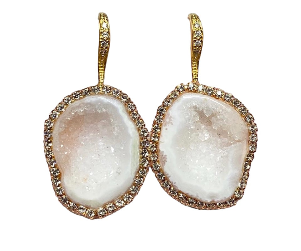 White Tabasco Geode Earrings Diamond Style