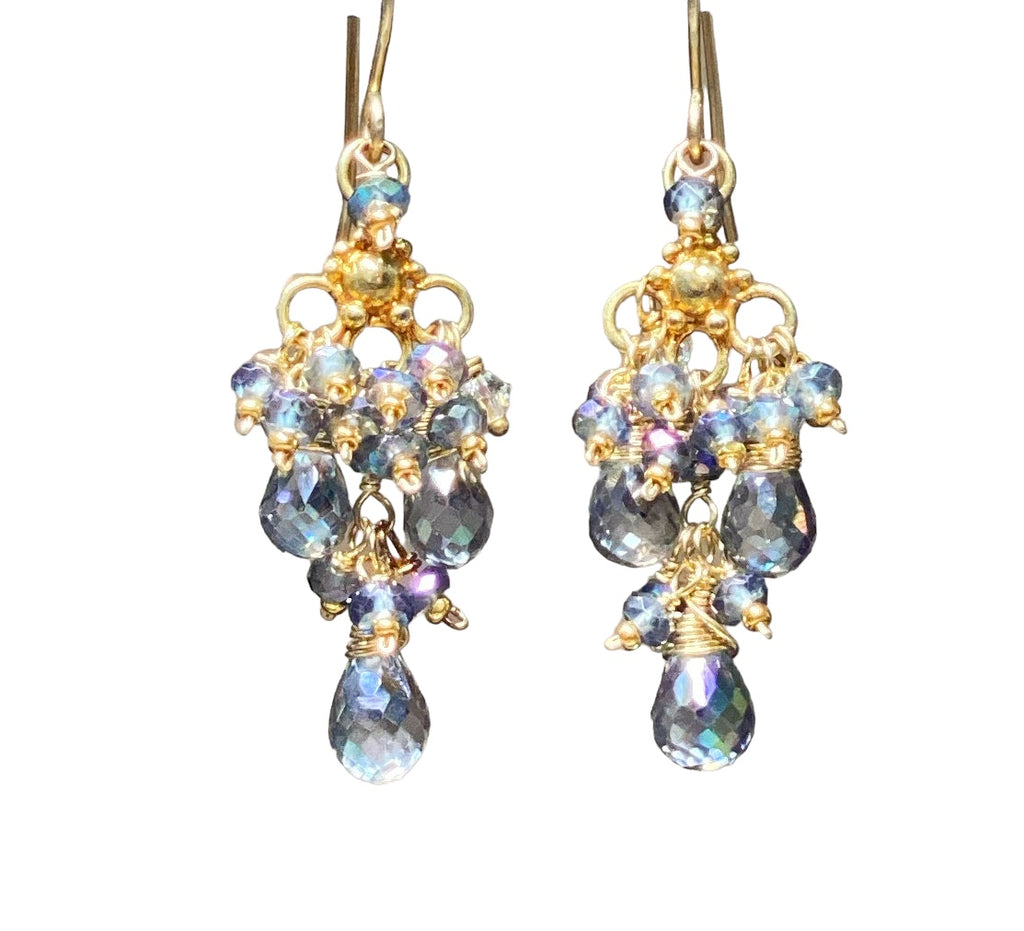 Mystic Topaz Statement Chandelier Earrings Gold