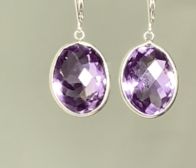Pink Amethyst Faceted Portrait Set Dangle Earrings Sterling Silver
