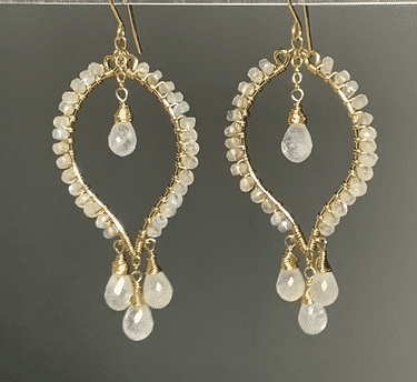 Rainbow Moonstone Statement Chandelier Earrings in 14 kt Gold Fill