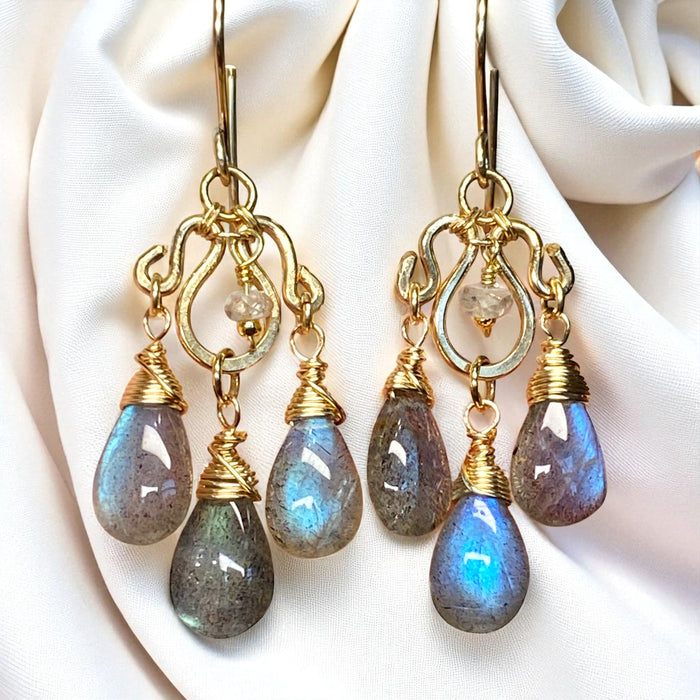 Labradorite 14 kt Gold Fill Chandelier Earrings