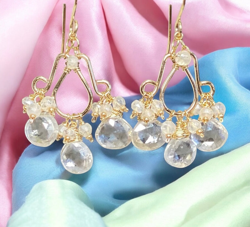 Mystic Crystal Quartz Chandelier Earrings Gold Fill 2