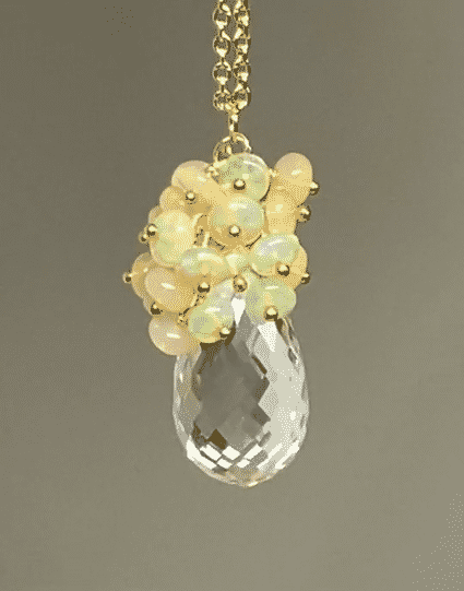 Clear Crystal Quartz Opal Cluster Pendant Necklace - Doolittle