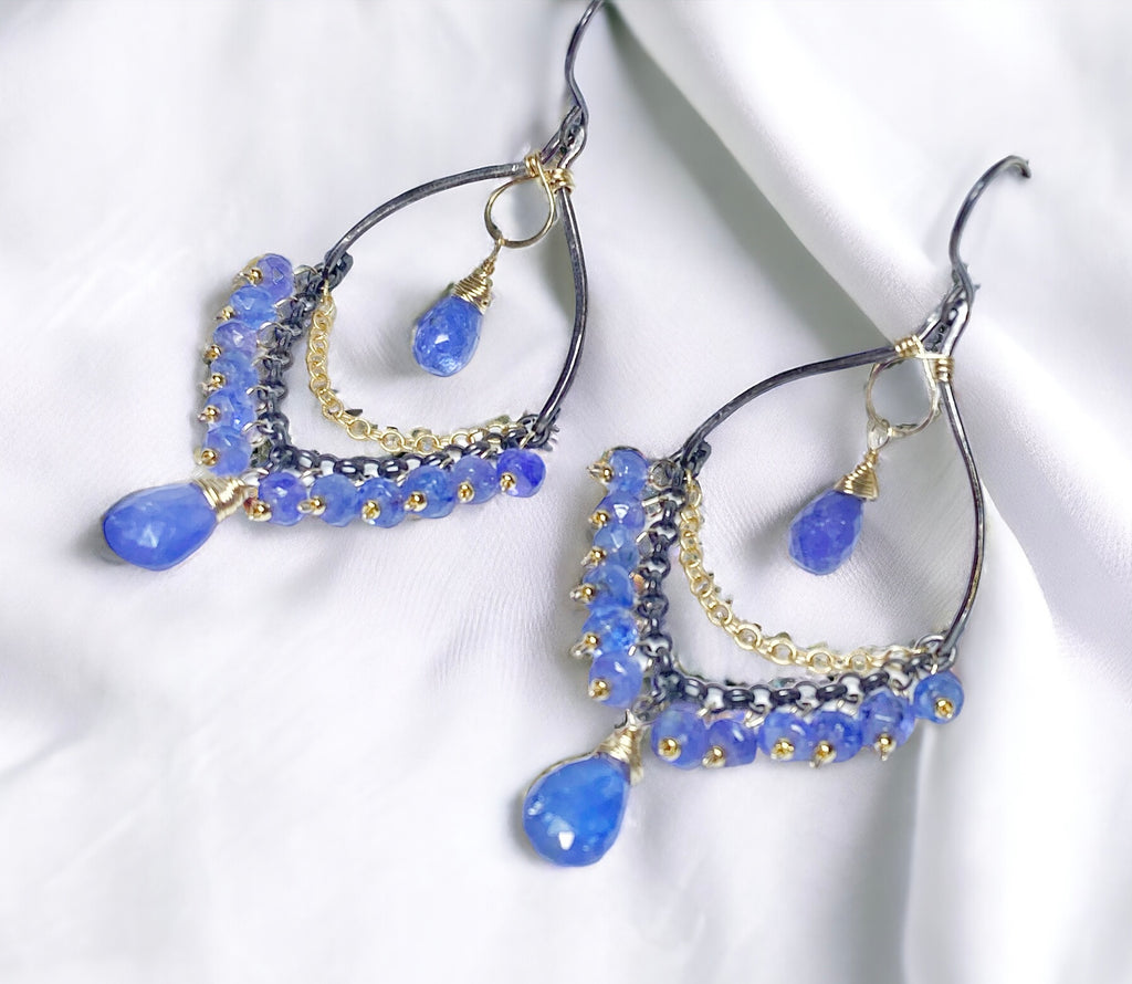 Tanzanite Mixed Metal Chandelier Earrings