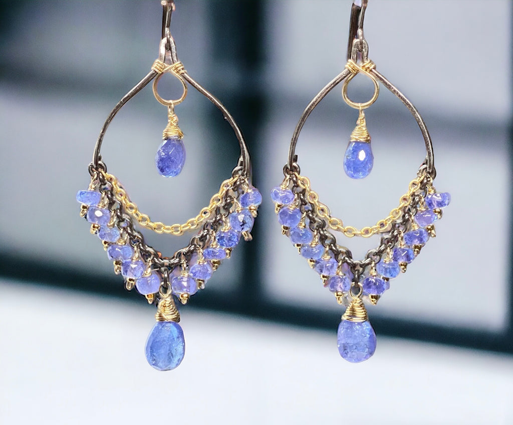 Tanzanite Mixed Metal Chandelier Earrings