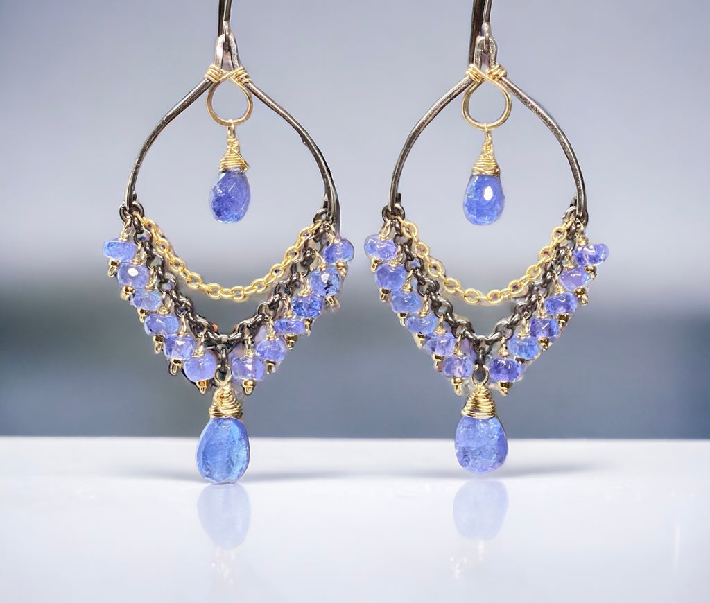 Tanzanite Mixed Metal Chandelier Earrings