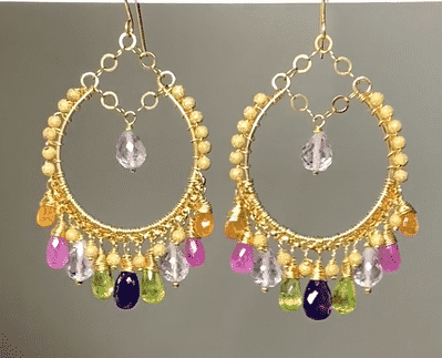 Statement Gemstone Hoop Earrings Gold Pink Sapphire - Doolittle