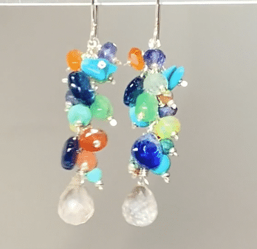 Colorful Gem Dangle Earrings Sterling Silver