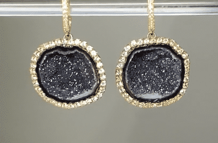 black tabasco geode statement earrings diamond style