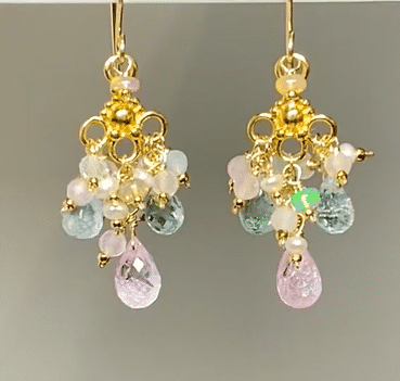 Aquamarine Dangle Chandelier Earrings in Gold Fill