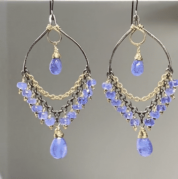 Tanzanite Mixed Metal Chandelier Earrings