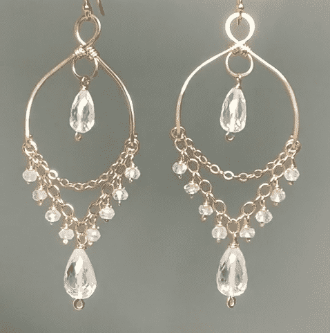 Crystal Quartz Gemstone Chandelier Dangle Earrings Rose Gold Fill