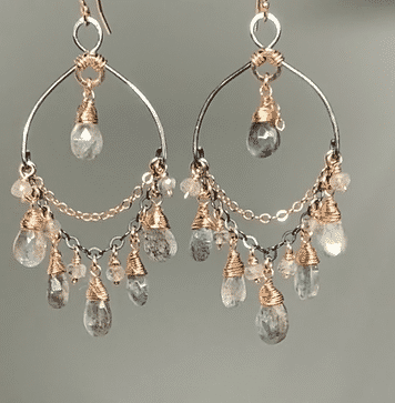 Labradorite Mixed Metal Boho Chandelier Hoop Earrings