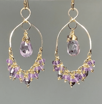 Lavender Gemstone Chandelier Dangle Earrings 14kt Gold Fill