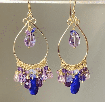Gemstone Statement Chandelier Earrings in Pink, Lavender, Blue, Purple 3