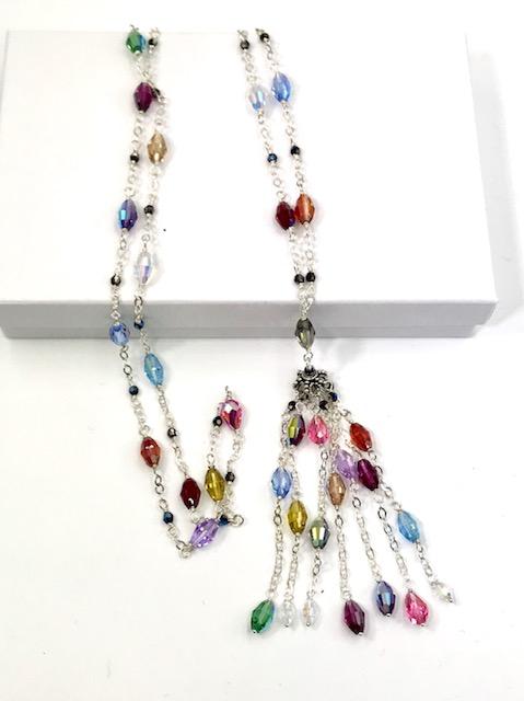 Swarovski Crystal Tassel Necklace Sterling Silver - doolittlejewelry