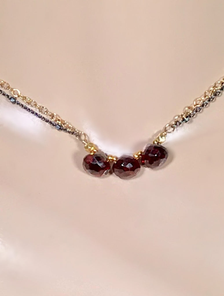 Garnet Necklace Dainty Red Garnet Choker Bar Necklace - doolittlejewelry