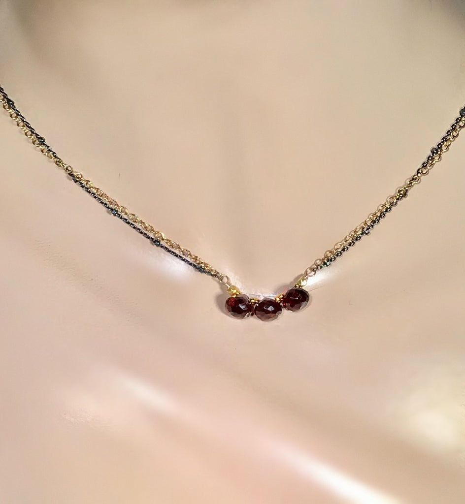 Garnet Necklace Dainty Red Garnet Choker Bar Necklace - doolittlejewelry