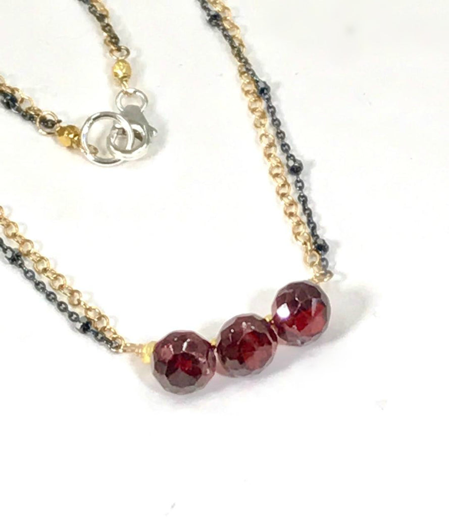Garnet Necklace Dainty Red Garnet Choker Bar Necklace - doolittlejewelry