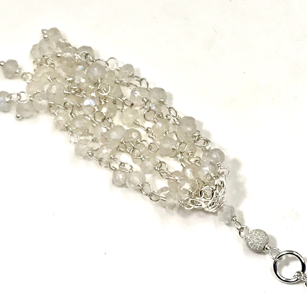 White Tassel and Sterling Silver Wedding Necklace - doolittlejewelry