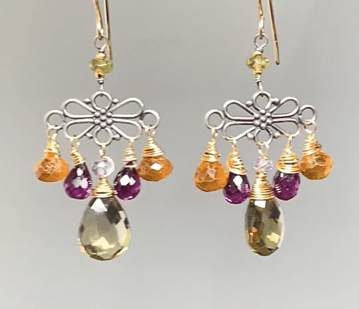 Mixed Metal Hessonite Garnet Dangle Earrings - Doolittle