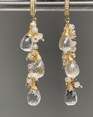Crystal Quartz Bridal Wedding Earrings 14 kt Gold Fill