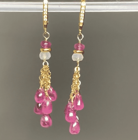 Pink Sapphire Tassel Earrings