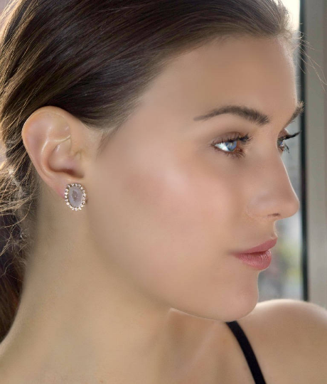 Black Tabasco Geode Slice Stud Earrings - doolittlejewelry