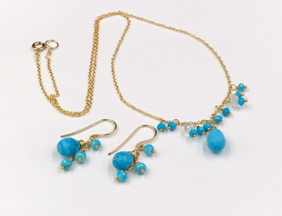 Turquoise Dangle Gemstone Gold Fill Earrings - doolittlejewelry