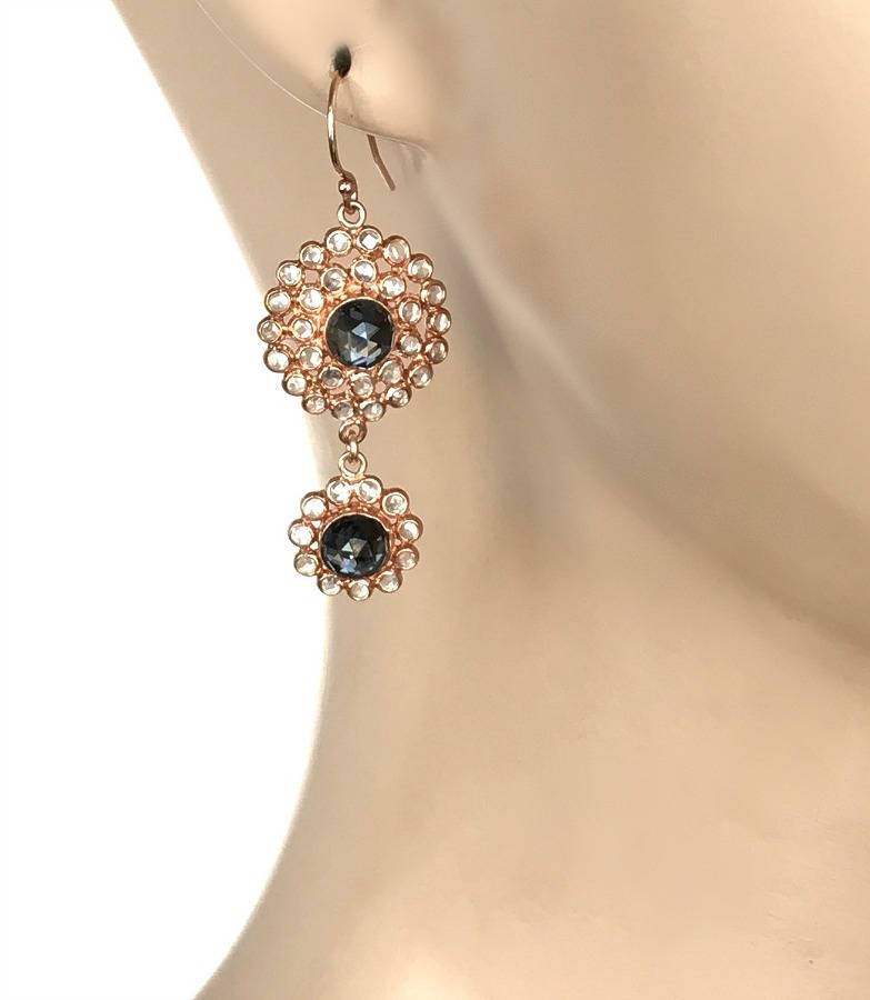 Diamond Slice Look White Topaz Earrings Rose Gold - doolittlejewelry